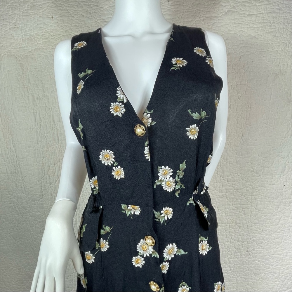 🔥Vintage SL Fashion Floral Sleeveless Midi Dress S/M - Picture 4 of 13